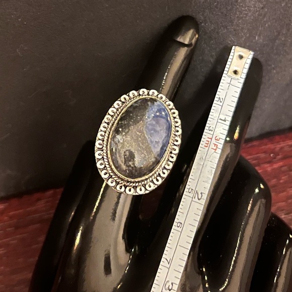 Sterling Silver & Natural Sodalite Gemstone Ring - Picture 6 of 11